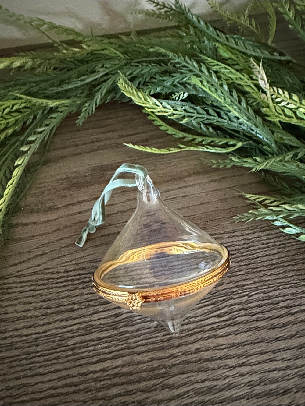 Hearth & Hand Clear Glass Ornament with Gold Trim